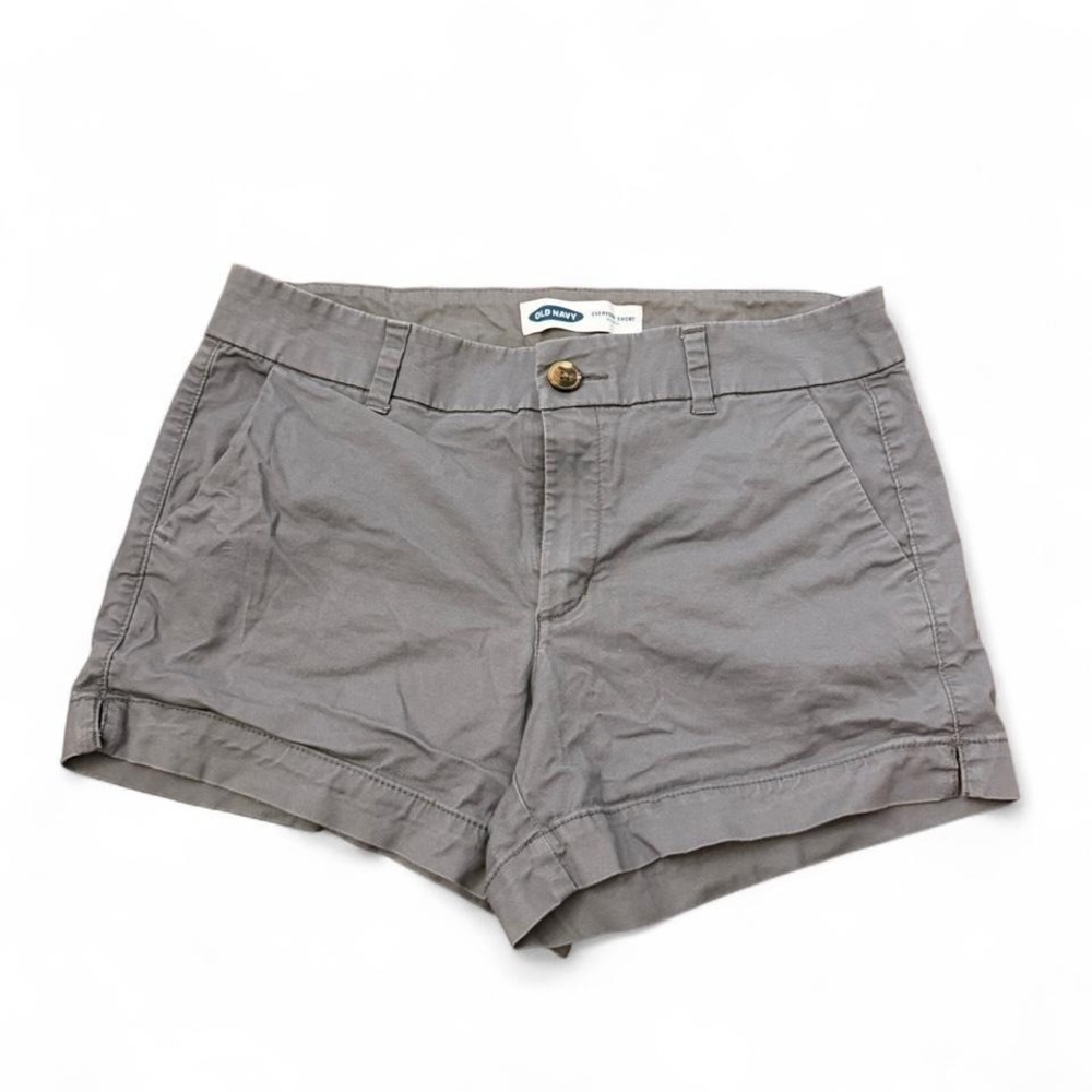 Old Navy Everyday Shorts Womens 4 Gray Chino Cotton Stretch Mid Rise Summer